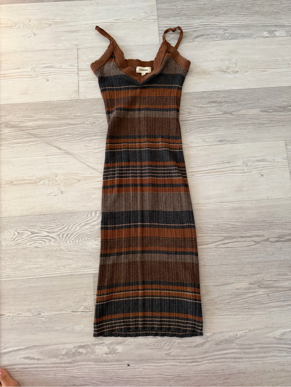 L'AGENCE Brown & Charcoal Striped Knit Cami - Picture 2 of 4